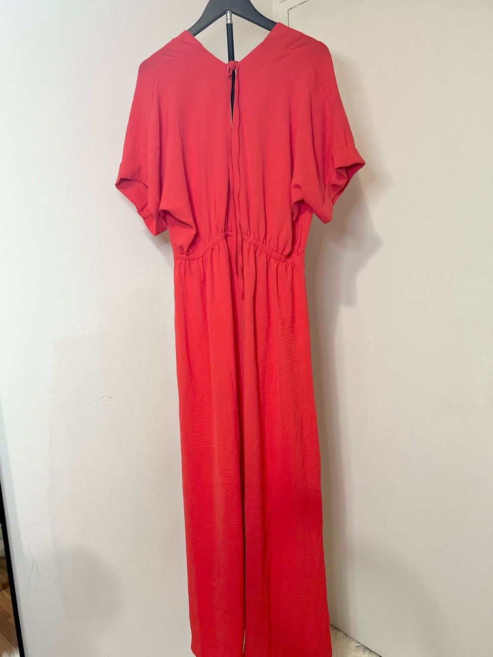 Coral Maxi Dress Deep V Flowy Resort Vacation Summer Dress - Picture 2 of 4